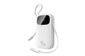 Powerbank - Baseus EnerFill FC31 Qpow 3 10000mAh 45W Power Bank with Digital Display with USB-C and Lightning Cables - White Powerbank - Biały - 10000 mAh - E0028C01