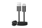 Kabel USB - Puro Fabrik 2.0 10W USB-A - USB-C Braided Cable 1.5 m - Black - PUCAC10WFABK415MTBLK