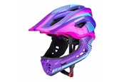 Akcesoria rowerowe - Rockbros TT-32SBPP-M children's bicycle helmet with removable chinbar size M - purple-pink - TT-32SBPP-M