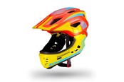 Akcesoria rowerowe - Rockbros TT-32SOYB-S children's bicycle helmet with detachable chinbar size S - yellow-orange - TT-32SOYB-S
