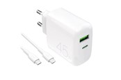 Telefon - Adapter i Ladowarka - Puro Daily Prolite 45W USB-C USB-A Power Delivery Charger with USB-C Cable - White - PUTCUSBAC45WDYKCCWHI