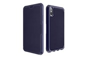 Telefon - Pokrowiec i etui - ITSKINS HYBRID FOLIO cover for iPhone XS / X®. Navy blue with recycled leather - APHX-HYBRF-NBRL