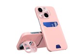 Telefon - Pokrowiec i etui - Hurtel Leather Stand Case for iPhone 14 Plus Card Wallet Cover with Stand Pink - 9145576269671