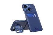 Telefon - Pokrowiec i etui - Hurtel Leather Stand Case for iPhone 14 Plus Cover Card Wallet with Stand Blue - 9145576269688