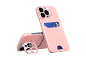 Telefon - Pokrowiec i etui - Hurtel Leather Stand Case for iPhone 14 Pro Card Wallet Cover with Stand Pink - 9145576269701