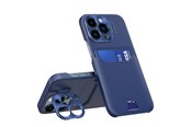 Telefon - Pokrowiec i etui - Hurtel Leather Stand Case for iPhone 14 Pro Cover Card Wallet with Stand Blue - 9145576269718