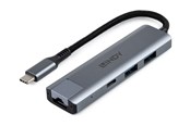 USB hub - Lindy USB 3.2 Gen 2 Type C Hub & Gigabit Ethernet Converter USB hub - 4 - USB 3.2 - Szary - 43422