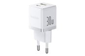 Telefon - Adapter i Ładowarka - Baseus Palm 30W USB-C USB-A Wall Charger - White - P1011160A213-00