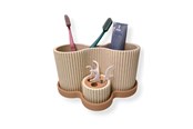 Dekoracje - Simiu SNOOVA - Toothbrush Holder With Storage - Marble/Beige - 5714255012040