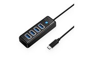 USB hub - ORICO PW4U-C3 USB-C / 4x USB-A 3.0 Hub - Black USB hub - 4 - USB 3.0 - Czarny - PW4U-C3-015-BK-EP