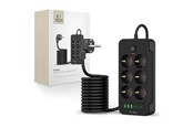 Telefon - Adapter i Ładowarka - Tech-Protect Power Strip  PC6X6 6 Sockets 240V + 3xUSB-A + 3xUSB-C 200cm - Black - 5906302310586