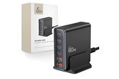 Telefon - Adapter i Ladowarka - Tech-Protect DC80W-GAN 6-PORT PD80W/QC3.0 Charging Station - Black - 5906302375448