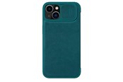 Telefon - Pokrowiec i etui - Nillkin Qin Leather Pro Case iPhone 14 Plus Case Camera Cover Holster Cover Case With Flip Green - 6902048249103