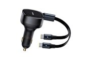 Telefon - Adapter i Ladowarka - Baseus Enjoyment Retractable 2-in-1 Car Charger C+C 33W Cluster Black - C00035506113-Z1