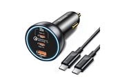 Telefon - Adapter i Ladowarka - Baseus 160W Car Charger with Qualcomm® Quick Charge™ 5 Technology 2xUSB-C 1xUSB-A - Gray - CGZX000013