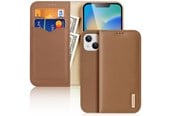 Telefon - Pokrowiec i etui - Dux Ducis Hivo Leather Flip Case Genuine Leather Cover Card & Document Wallet iPhone 14 Plus Brown - 6934913033005