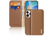 Telefon - Pokrowiec i etui - Dux Ducis Hivo Leather Flip Case Genuine Leather Cover Card & Document Wallet iPhone 14 Pro Brown - 6934913033036
