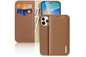 Telefon - Pokrowiec i etui - Dux Ducis Hivo Leather Flip Case Genuine Leather Cover Card & Document Wallet iPhone 14 Pro Max Brown - 6934913033067