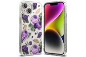 Telefon - Pokrowiec i etui - Ringke Fusion Design Armored Case Cover with Gel Frame iPhone 14 Plus Clear (Purple rose) (FD637E29) - 8809881265605