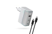 Telefon - Adapter i Ładowarka - CUKTECH AD1003EU 100W GaN 2x USB-C + USB-A Wall Charger with Cable - White - CKAD1003EUGW