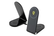 Telefon - Adapter i Ładowarka - Ferrari Printed Logo MagSafe Foldable 2-in-1 Wireless Charger 15W - Black - 3666339170851