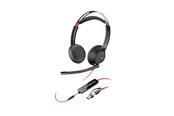 Sluchawki, zestaw sluchawkowy - HP Poly Blackwire 5220 USB-C-stereoheadset + 3.5 mm stik +USB-C/A-adapter (bulk) (8X231A6) - 8X231A6