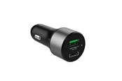 Telefon - Adapter i Ladowarka - CRONG Power Car Charger 63W – USB-C PD 45W Car Charger + USB QC 3.0 18W (Black) - CRG-PWRC-USBC63-BLK
