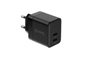 Telefon - Adapter i Ładowarka - CRONG Ultra Compact GaN - 2x USB-C 35W PD 3.0 Wall Charger with PPS (Black) - CRG-GNCC35-BLK