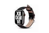 Smartwatch - akcesoria - CRONG Noble Band - Genuine Leather Strap for Apple Watch 44/45/46/49 mm (Black Noir) - CRG-44NOB-BLK