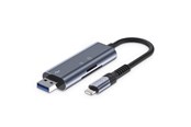 USB hub - Tech-Protect UltraBoost SD / micro SD card reader with Lightning / USB-A connector - grey USB hub - 3 - USB 2.0 - Szary - 5906302307845