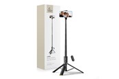 Telefon - Inne akcesoria - Tech-Protect  L08S Bluetooth Selfie Stick with Remote Control Tripod up to 141cm - Black - 5906302308286
