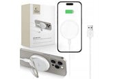 Telefon - Adapter i Ładowarka - Tech-Protect  QI15W-A33 Inductive Charger with MagSafe and Stand with USB-A / USB-C Cable - White - 5906302308330