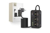 Telefon - Adapter i Ładowarka - Tech-Protect Power Strip  PC3X6 3 Sockets 240V + 3xUSB-A + 3xUSB-C 200cm - Black - 5906302310555