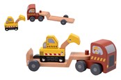Zabawki drewniane - Jouéco Semi-trailer with excavator - 263-80155