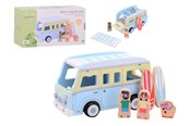 Zabawki drewniane - Jouéco Retro beach van with accessories - 263-80154