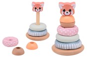 Zabawki drewniane - Jouéco The Wildies Family stacking tower with soft rings - 263-80146