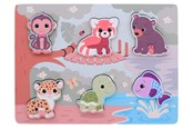 Zabawki drewniane - Jouéco The Wildies Family feel and touch puzzle - 263-80144