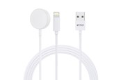 Telefon - Adapter i Ladowarka - Tech-Protect UltraBoost 2in1 Magnetic Charger with USB-C / Lightning Cables for Apple Watch 1.5m - White - 9490713932780