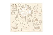 Klocki konstrukcyjne - Creativ Company DIY Wooden Figures Hares Tree and Mushrooms - 57942