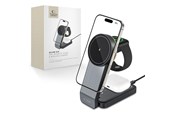 Telefon - Adapter i Ladowarka - Tech-Protect QI15W-A28 MagSafe 3in1 Inductive Charger with Stand for Smartphone / Apple Watch / AirPods - Black - 9490713934593