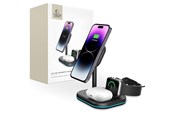 Telefon - Adapter i Ladowarka - Tech-Protect QI15W-A27 3in1 Inductive Charger with MagSafe Stand for Smartphone / Apple Watch / AirPods - Black - 9490713934586