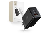 Telefon - Adapter i Ładowarka - Tech-Protect C65W AC Charger 2x USB-C PD 65W / USB-A QC 3.0 - Black - 9490713934524
