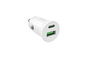 Telefon - Adapter i Ladowarka - Puro Pro Lite Car Charger 1x USB-A + 1x USB-C Power Delivery 20W - White - PUMCHUSBAC20WWHI