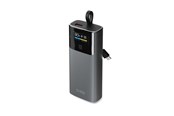Powerbank - SBS 10000mAh PD 20W Powerbank with LCD Display and Built-in USB-C Cable - Gray Powerbank - Czarny - 10000 mAh - TTBB10000LCDPD20