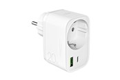 Kable - rózne - Puro 20W Power Delivery Charger with Schuko Plug and Socket 1x USB-C + 1x USB-A - White - PUTCSPUSBAC20WWHI