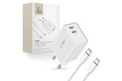 Telefon - Adapter i Ladowarka - Tech-Protect C35W AC Charger 2x USB-C PD 35W with USB-C / USB-C cable - white - 9319456605570