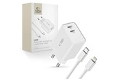 Telefon - Adapter i Ladowarka - Tech-Protect C35W AC Charger 2x USB-C PD 35W with USB-C / Lightning Cable - White - 9319456605587