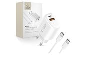 Telefon - Adapter i Ładowarka - Tech-Protect NCA30 PD 30W QC3.0 USB-A / USB-C + USB-C / USB-C Cable 100cm - White - 5906302318629