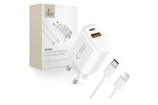 Telefon - Adapter i Ladowarka - Tech-Protect NCA30 PD 30W QC3.0 USB-A / USB-C + USB-C / Lightning Cable 100cm - White - 5906302318735