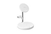 Telefon - Adapter i Ładowarka - Puro Mag Station 3-in-1 Inductive Charger with Stand - White - PUFCCSQIMAG2WHI